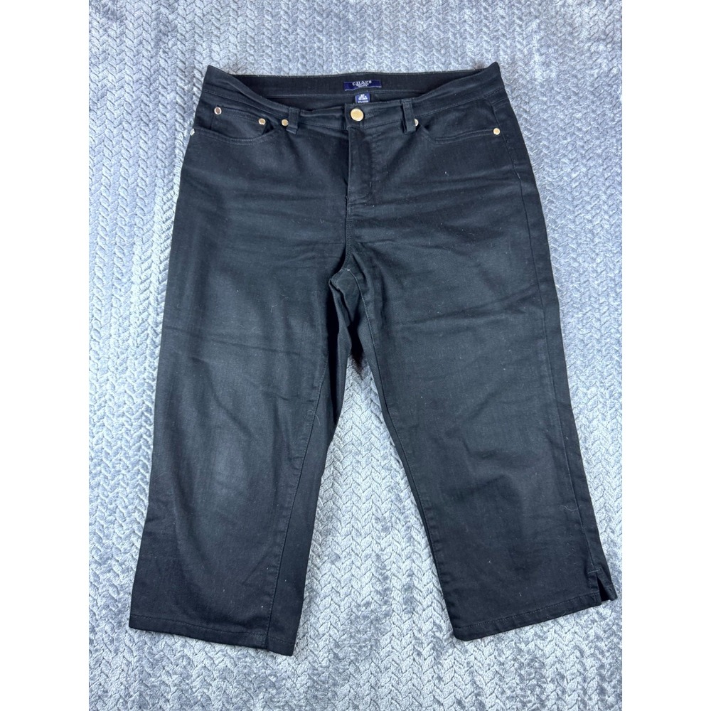 Chaps Capri Jeans Womens 8P Black Denim Stretch High Rise Dark Wash Straight